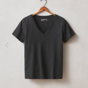 American Giant Women's Classic Cotton V-Neck Tee Black XL Basic Casual NWOT